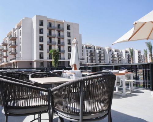 clubhouse balcony at Cairo Festival city apartments for rent by Axxodia